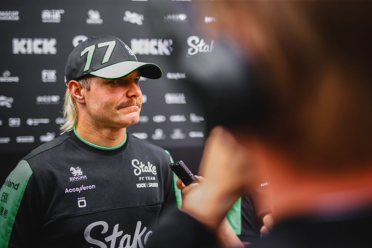Valtteri Bottas, Stake F1 Team Kick Sauber, talks to the media ; 2024 Emilia Romagna Grand Prix, Formula One World Championship