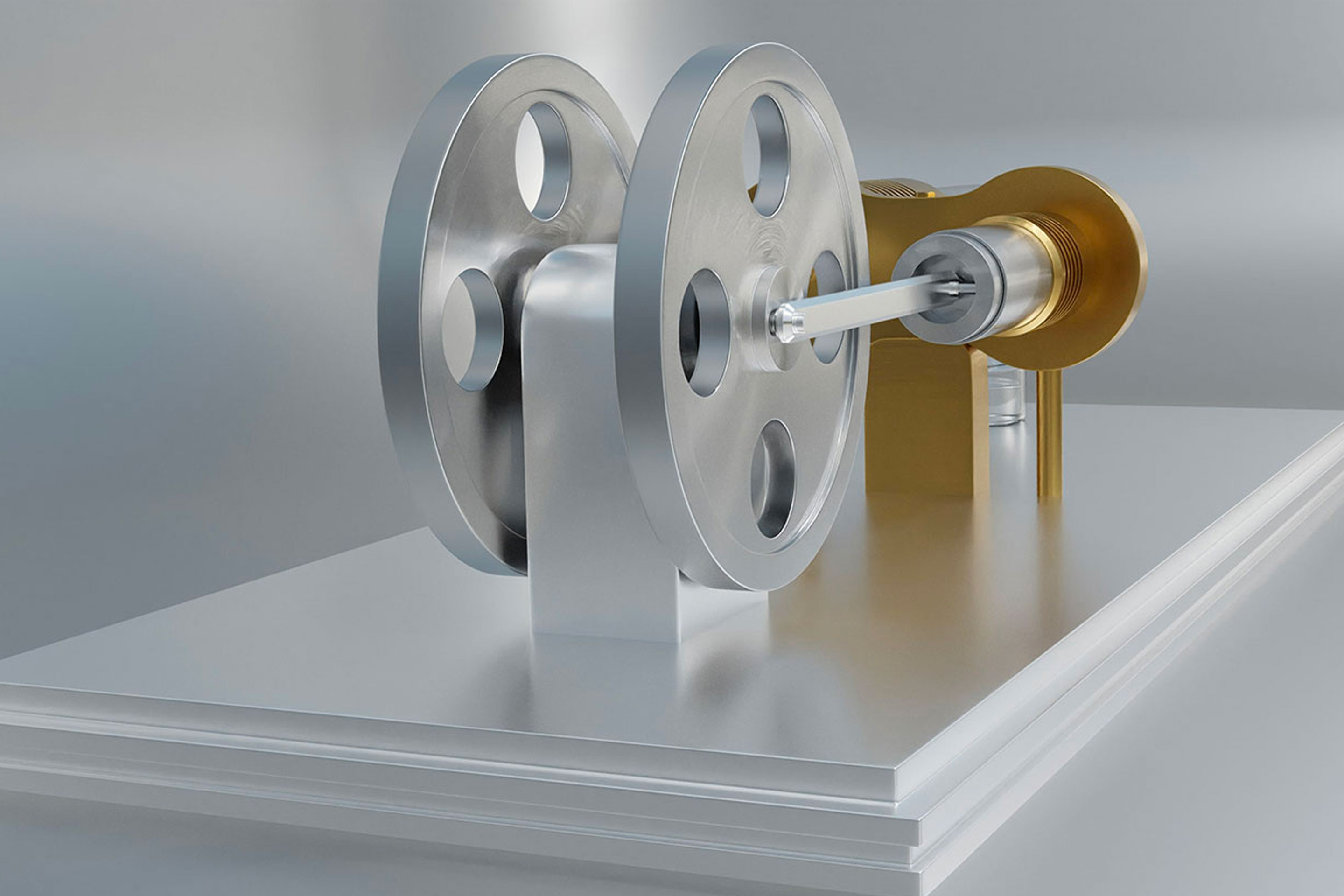 A sterling engine demonstrating the theory of thermodynamics