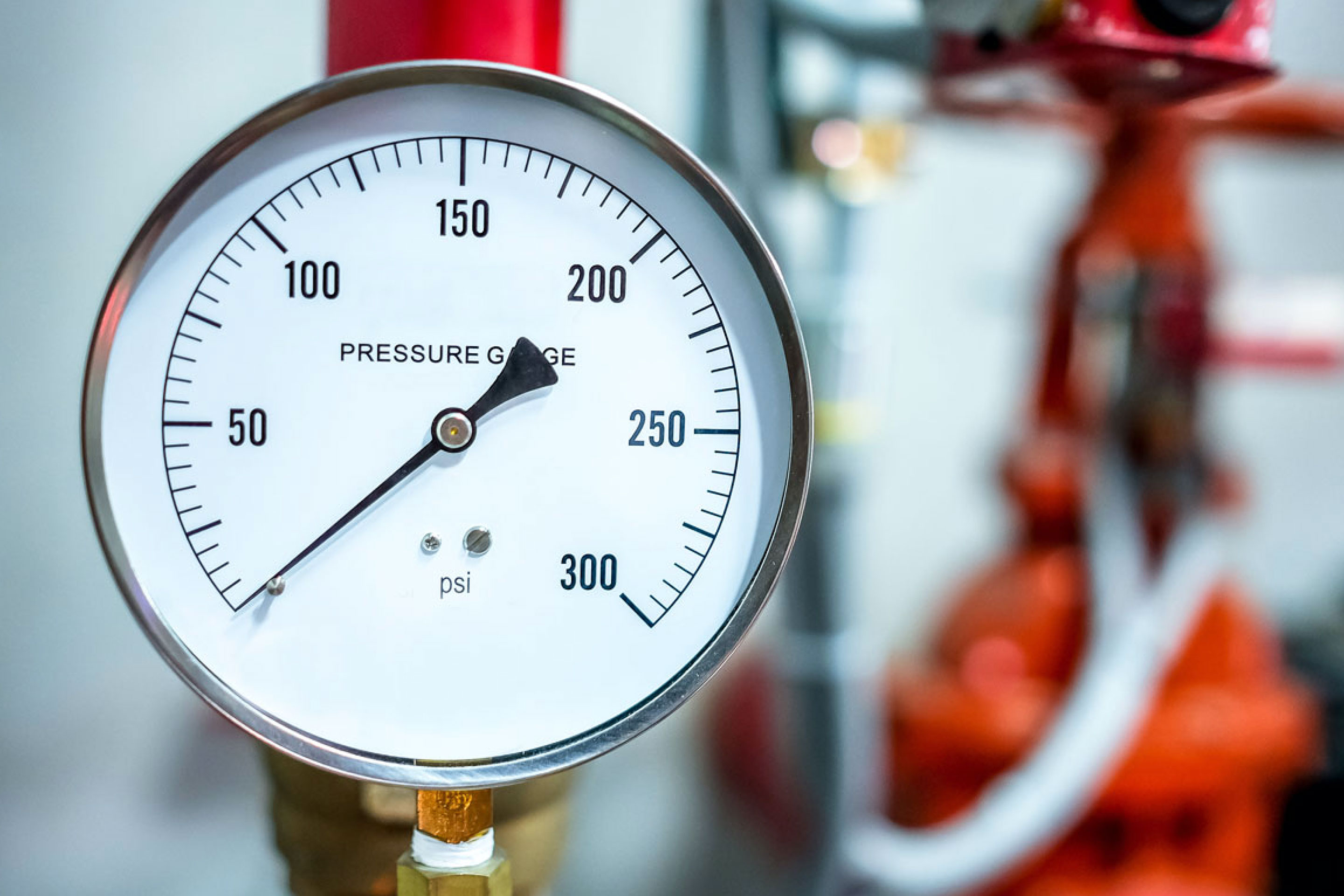 A gauge showing steam pressure