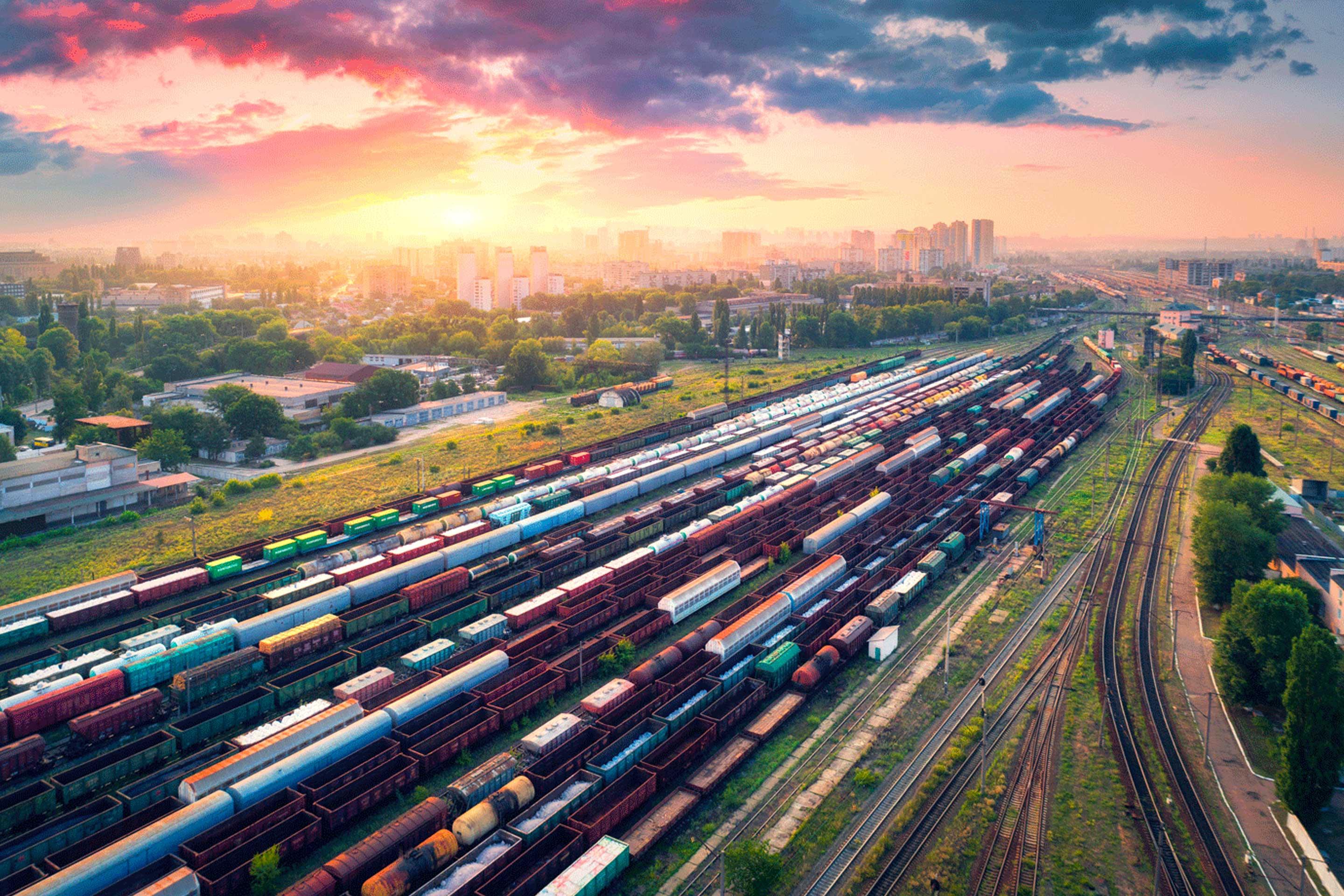 Chinese trains in a yard