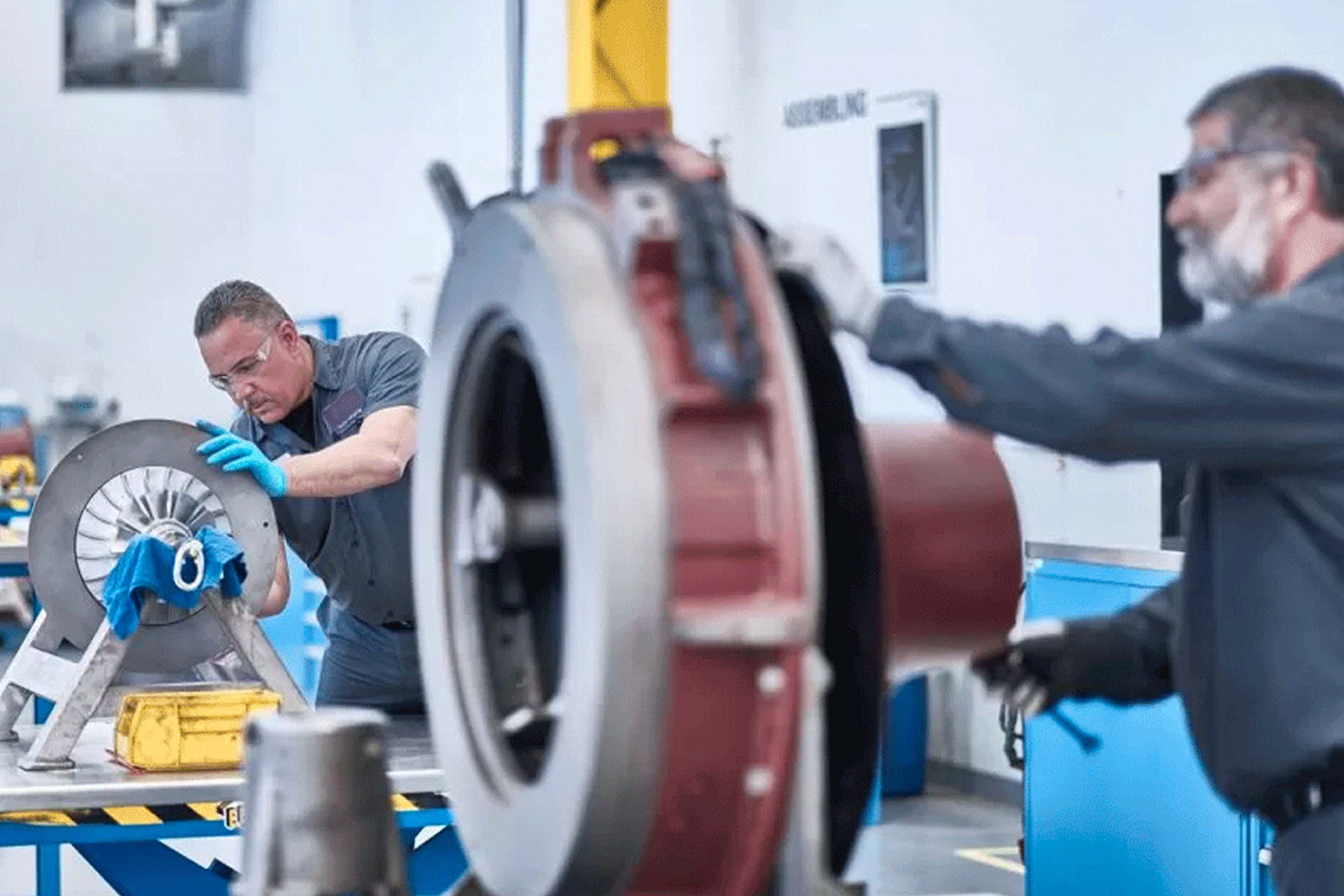 An image of a turbocharger being serviced