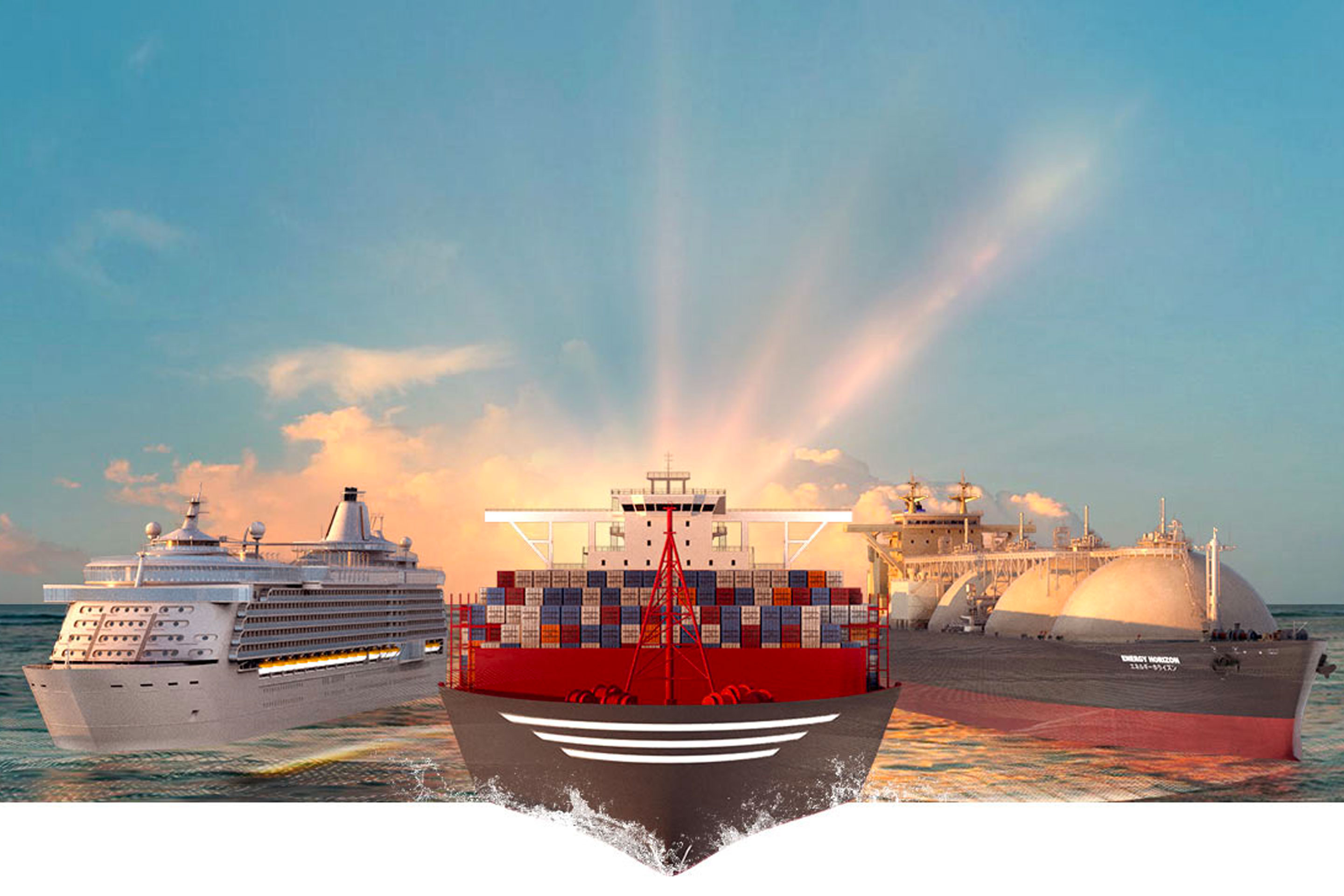 Three shipping vessels