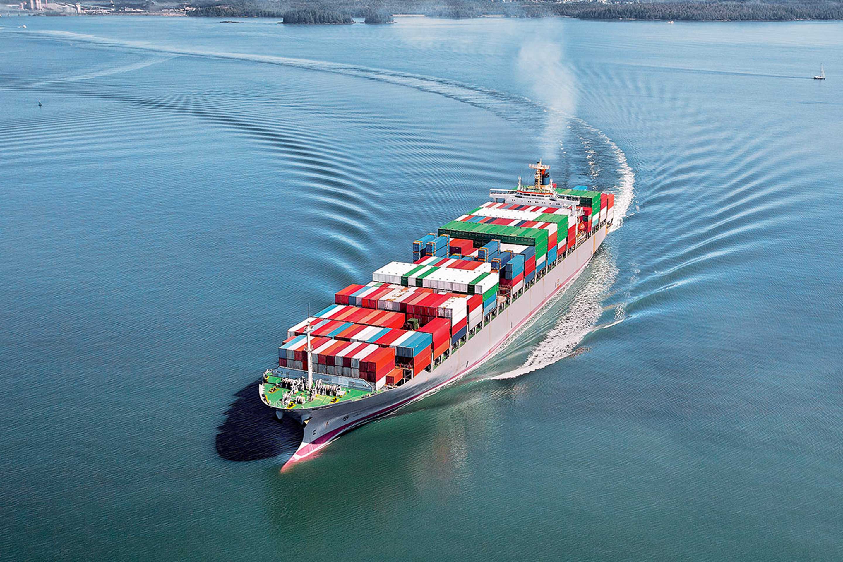 A container ship at sea