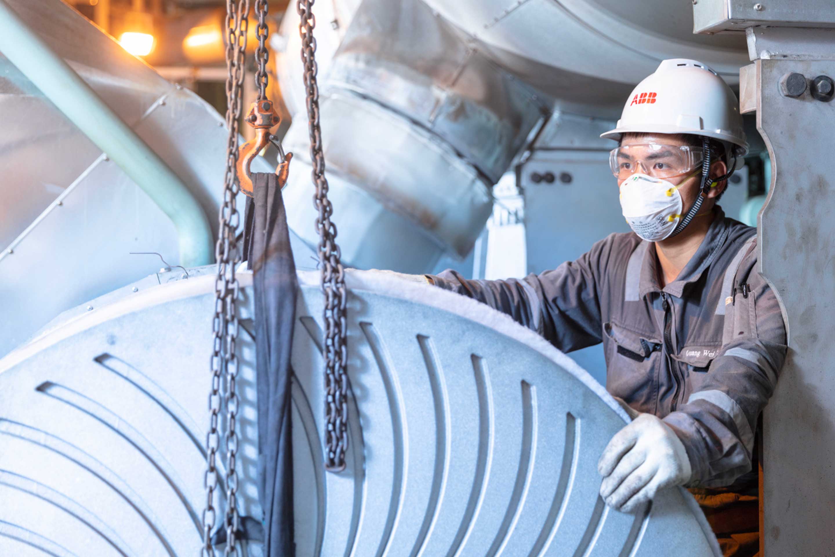An engineer at an ABB service station