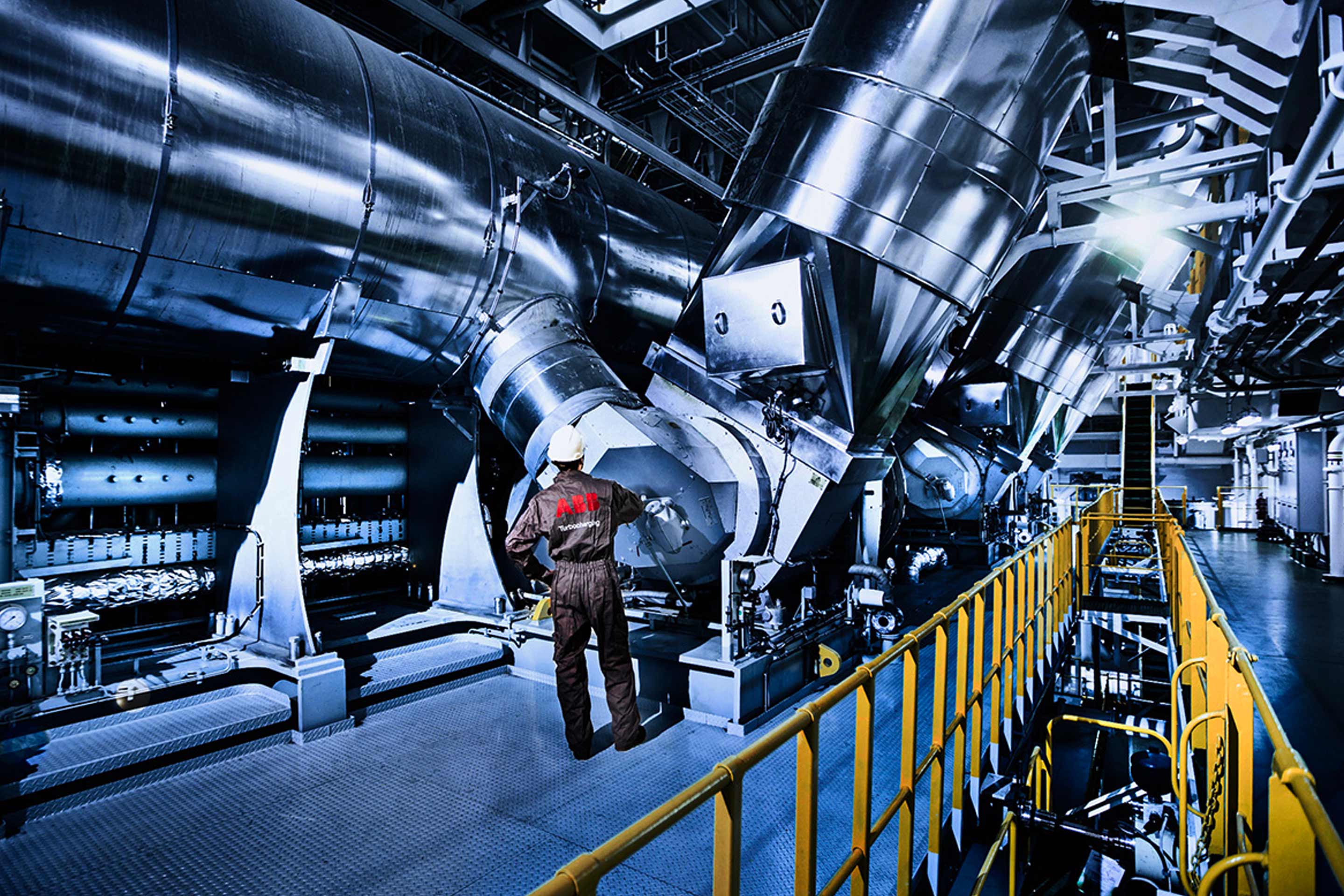 An engine inside a ship