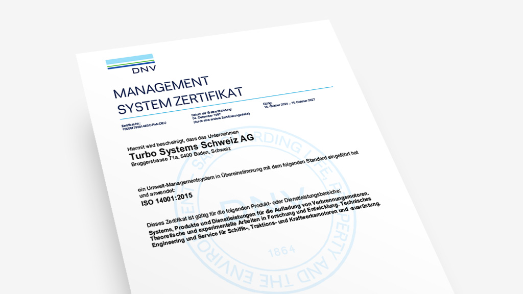Accelleron certificate ISO 14001 