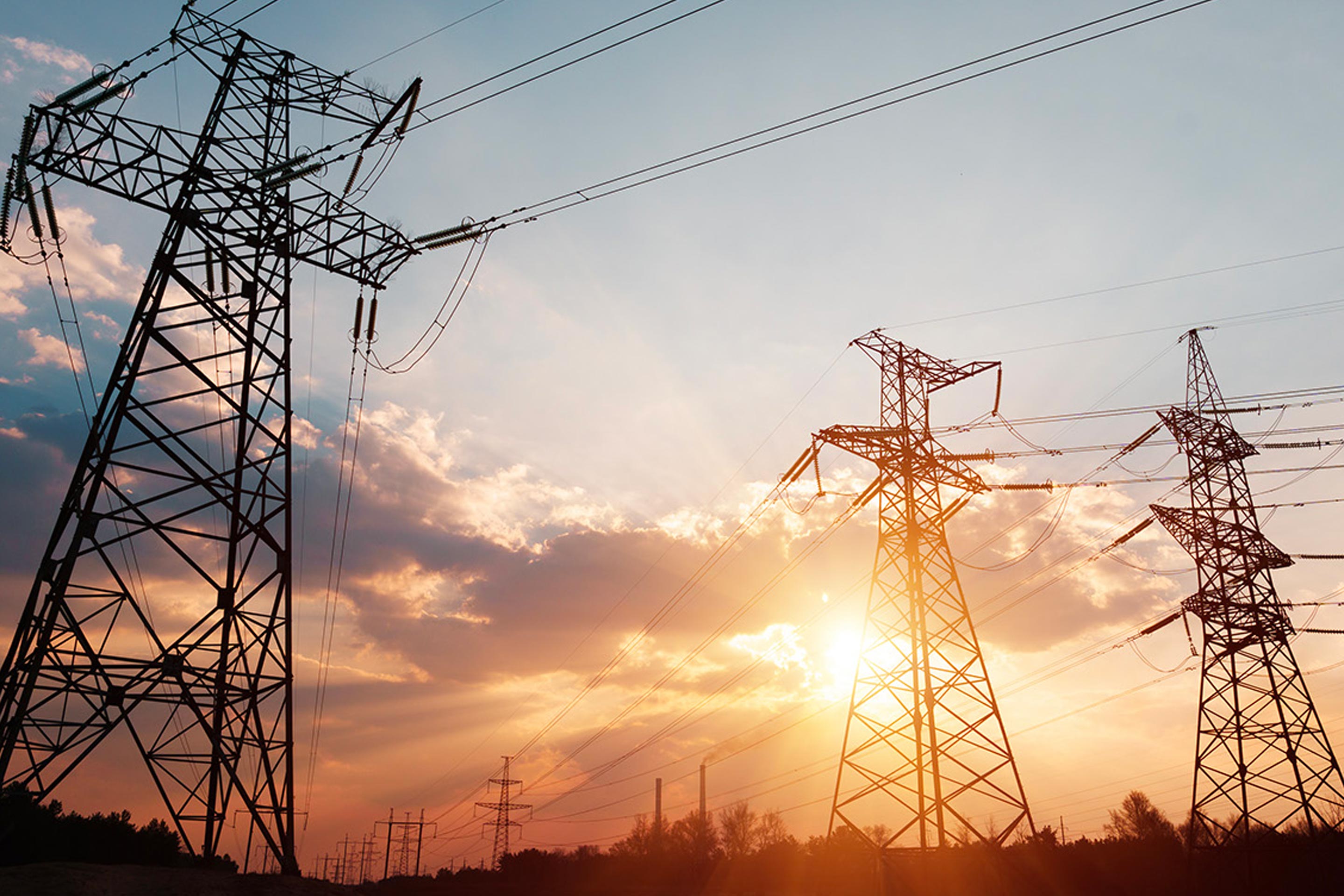 Pylons transporting electricity from the power station