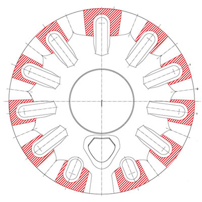 New turbine hood; rotated wave shape