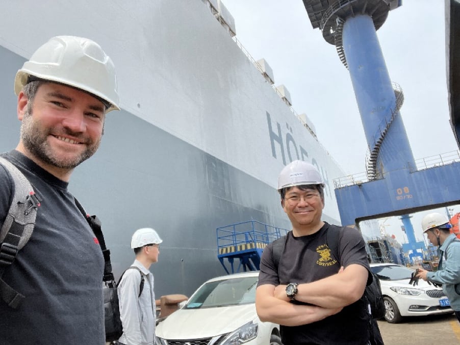 With Accelleron EPLO sales manager Young-Ki Lee in Shanghai, China, setting sail on the Hoegh Detroit to Busan, South Korea.