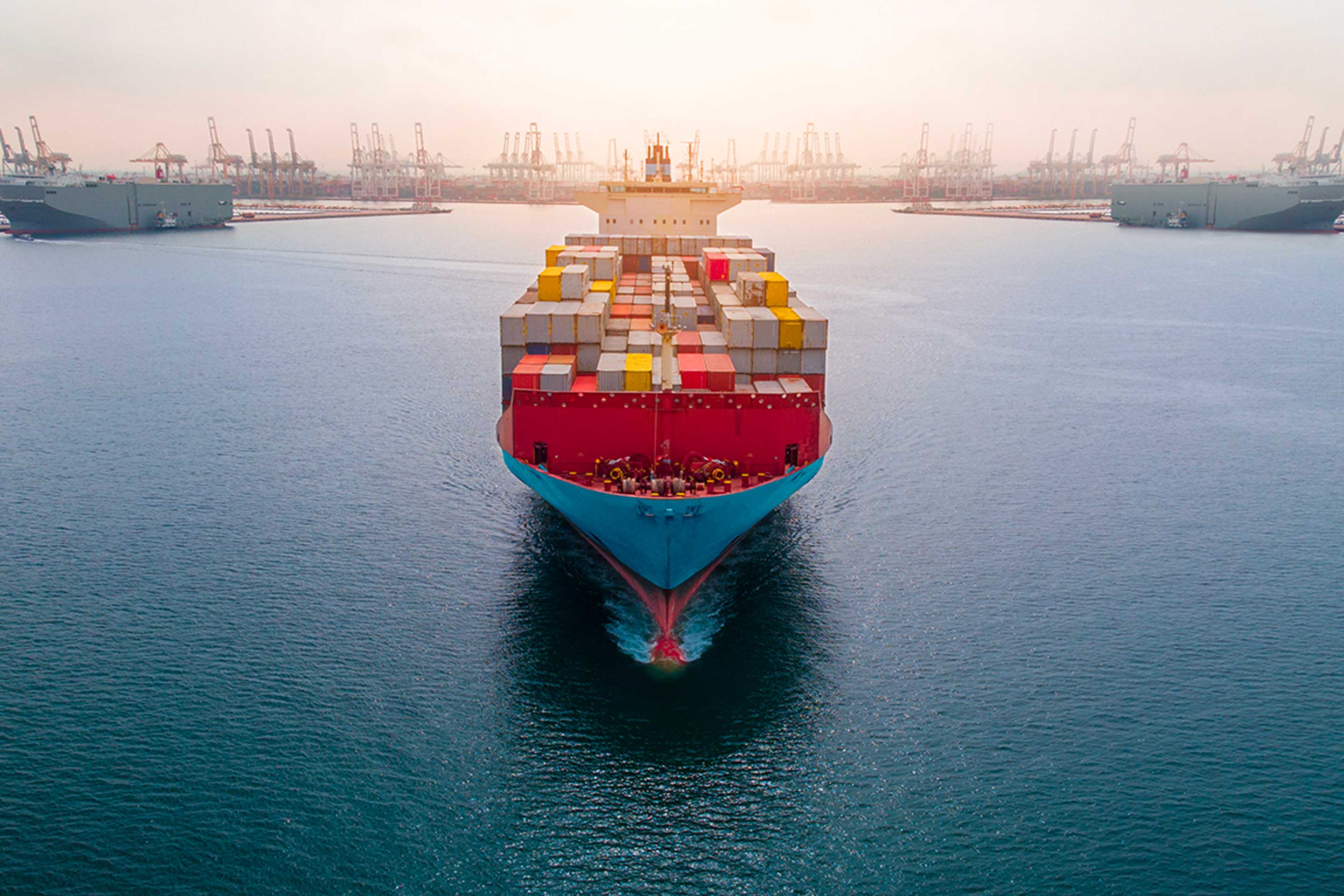 An image of a cargo ship to demonstrate the new Accelleron ACCX300-L series turbocharger