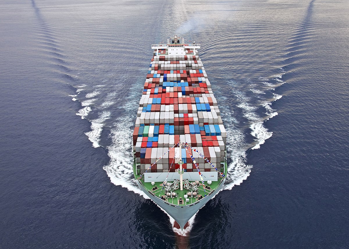 An image of a containership to highlight Christoph Rofka's interview on decarbonization